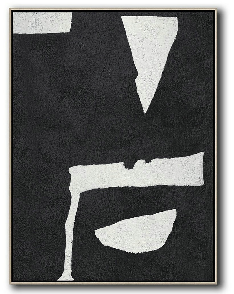 Pop Art Canvas,Black And White Minimal Painting On Canvas - Modern Wall Art